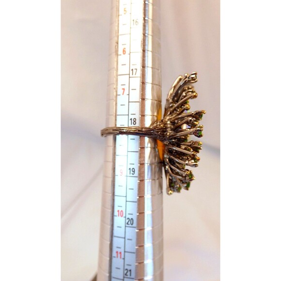 Stunning Huge 13 CT Natural Ethiopian Opal Chrome Diopside Sterling Silver Ring - Picture 5 of 9